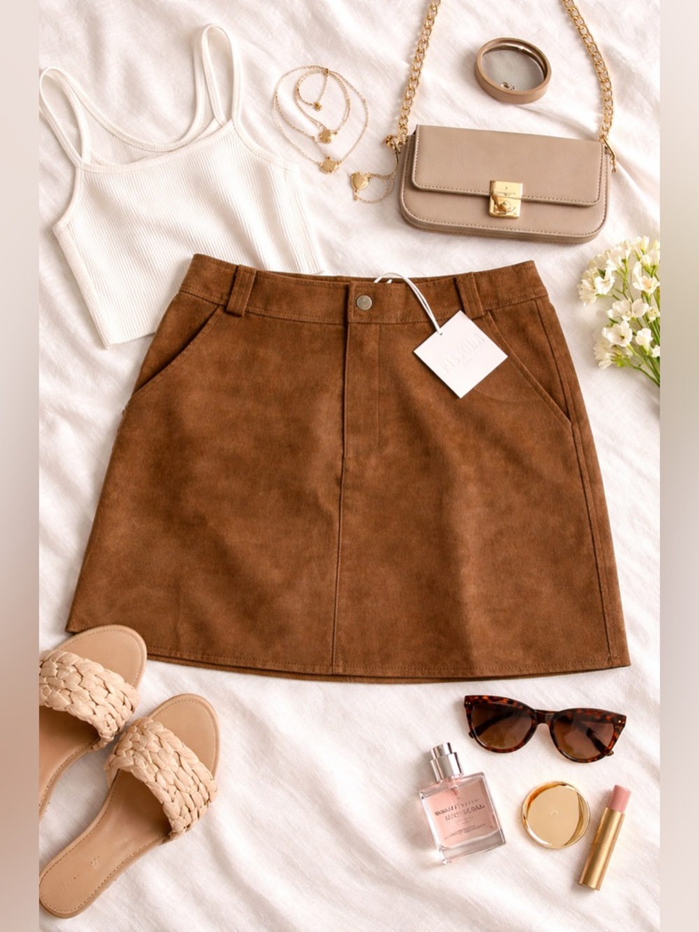 Pistola Brown Faux Leather Mini Skirt NWT | Size Small | Western Chic